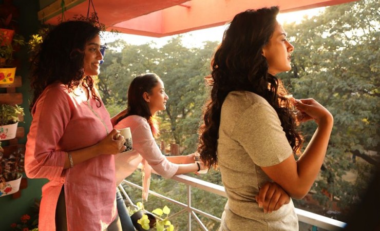 Shraddha Srinath, Abhirami and Andrea Tariang in Nerkonda Paarvai. Nerkonda Paarvai