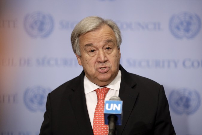 United Nations Secretary-General Antonio Guterres speaks to journalists during a press encounter at the UN headquarters in New York, on Aug. 1, 2019. United Nations Secretary-General Antonio Guterres