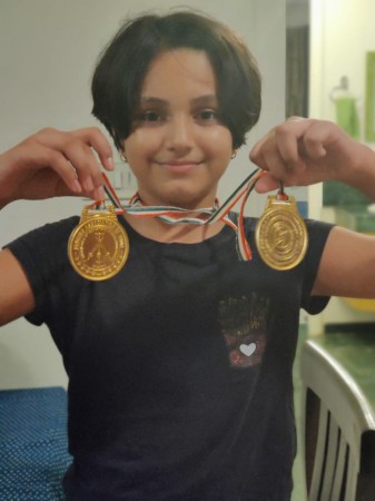 Sejal Gulia with her two gold medals Sejal Gulia