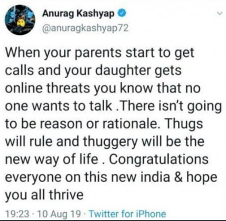 anurag kahsyap tweet