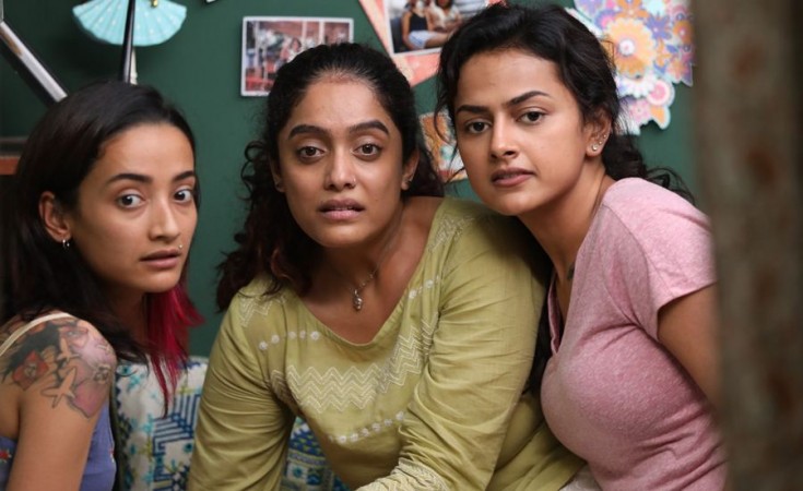 Andrea Tariang, Abhirami and Shraddha Srinath in Nerkonda Paarvai. Nerkonda Paarvai