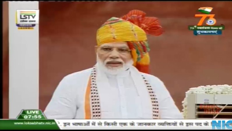 New Delhi: Prime Minister Narendra Modi addresses the Nation on the 73rd Independence Day from the ramparts of Red Fort, in New Delhi on Aug 15, 2019 New Delhi: Prime Minister Narendra Modi addresses the Nation on the 73rd Independence Day from the ramparts of Red Fort, in New Delhi on Aug 15, 2019