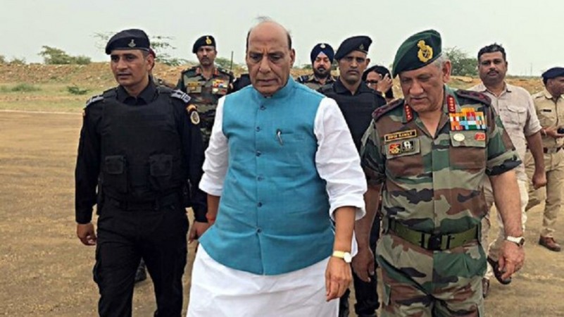 Defence Minister Rajnath Singh and Army Chief Bipin Rawat. Rajnath Singh in pokhran