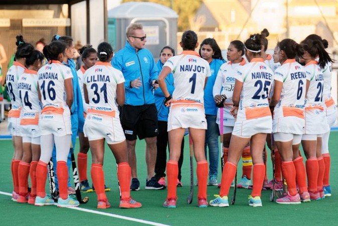 Sjoerd Marijne with the Indian team Sjoerd Marijne
