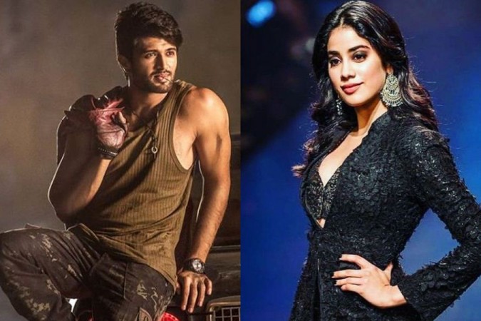 A collage of Jhanvi Kapoor and Vijay Devarakonda. Jhanvi Kapoor and Vijay Devarakonda