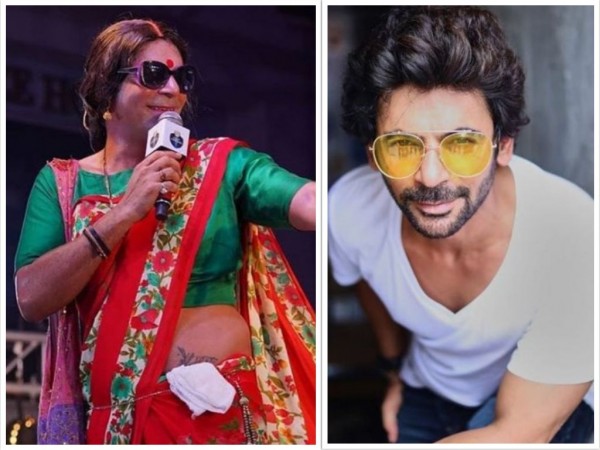 Sunil Grover as Rinku Bhabhi (left) Sunil Grover