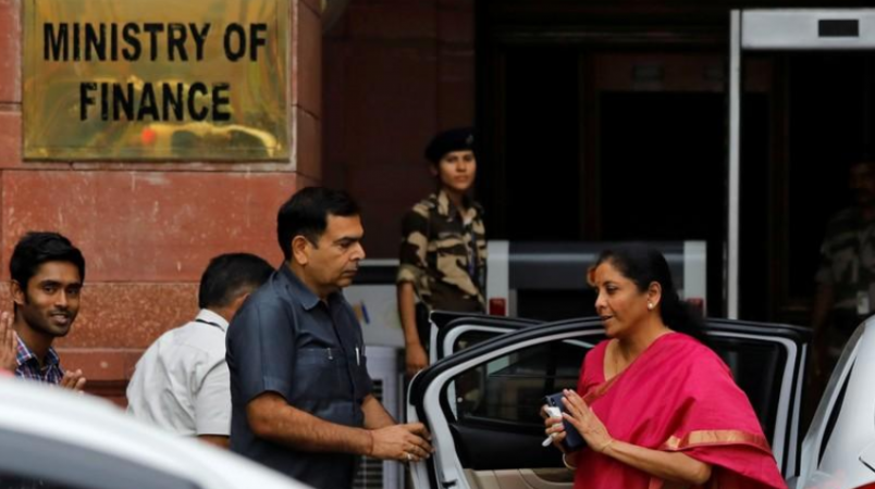 India's Finance Minister Nirmala Sitharaman arrives at her office. Nirmala Sitharaman