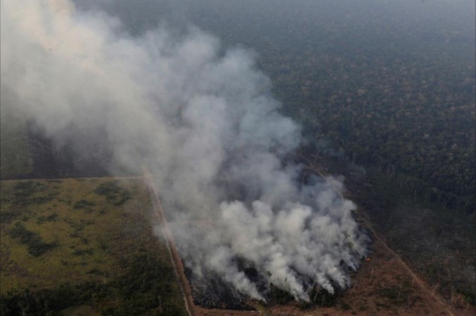 Fire in Amazon rainforest near Porto Velho, Rondonia State, Brazil, August 21 amazon fires