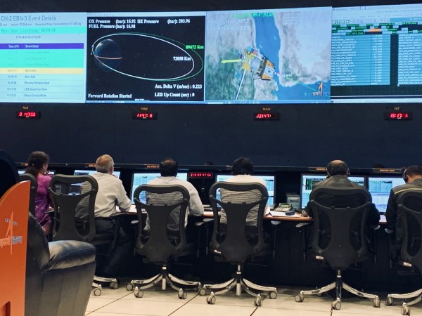 Indian Space Research Organisation (ISRO) engineers monitor Chandrayan 2 at the Mission Operations Command. ISTRAC that monitors the space operations continually is vital for the success of the mission. Monitoring the health of Chandrayaan 2 orbiter, Vikram lander and Pragyan rover