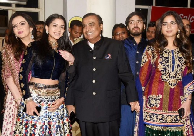 Nita Ambani with Radhika Merchant, Mukesh Ambani, Isha Ambani Nita Ambani with Radhika Merchant, Mukesh Ambani, Isha Ambani