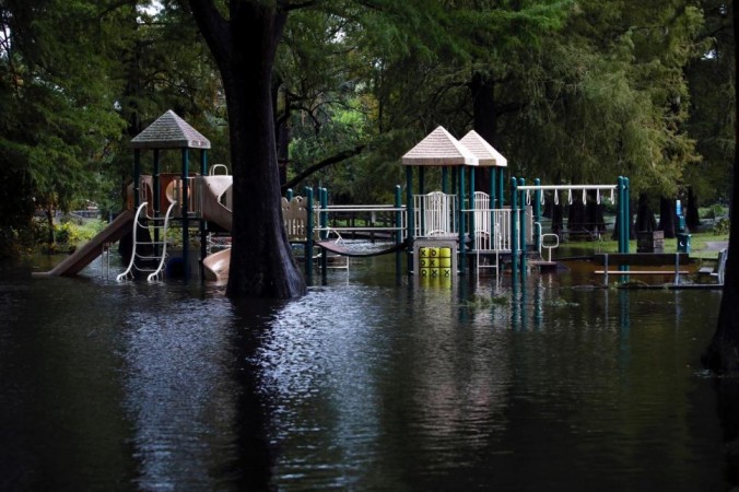 A city park and playground are inundated with flood waters from Hurricane Dorian in Wilmington, North Carolina, US, September,6 2019. Hurricane Dorian