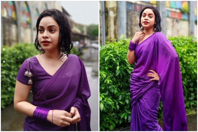 Kapil Sharma Show diva Sumona Chakravarti in Mumbai rains. Sumona Chakravarti in Mumbai rains
