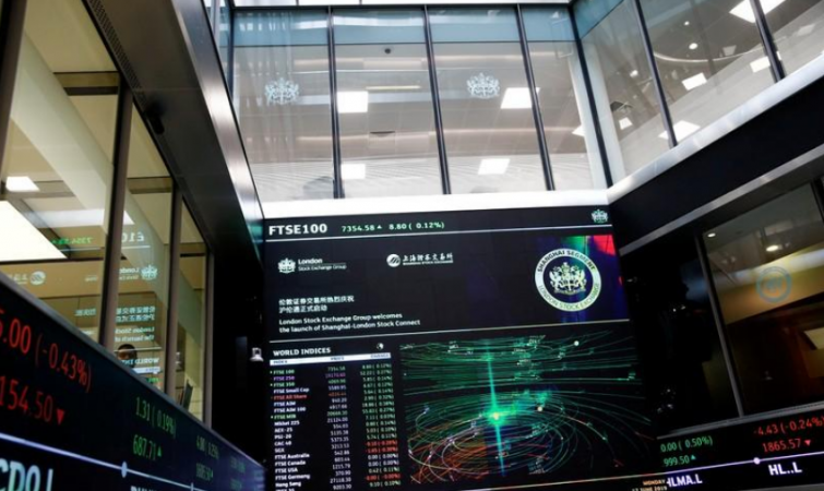 A trading screen is seen following the opening of the markets by British Chancellor of the Exchequer Philip Hammond and Chinese Vice-Premier Hu Chunhua at the London Stock Exchange in London, Britain June 17, 2019. Hong Kong exchange