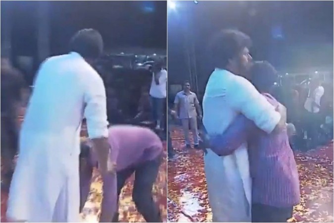 Pawan Kalyan's kind gesture towards his fan at Sye Raa pre-release event Pawan Kalyan's kind gesture towards his fan at Sye Raa pre-release event