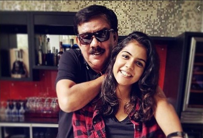 Kalyani with her father Priyadarshan Kalyani with her father Priyadarshan