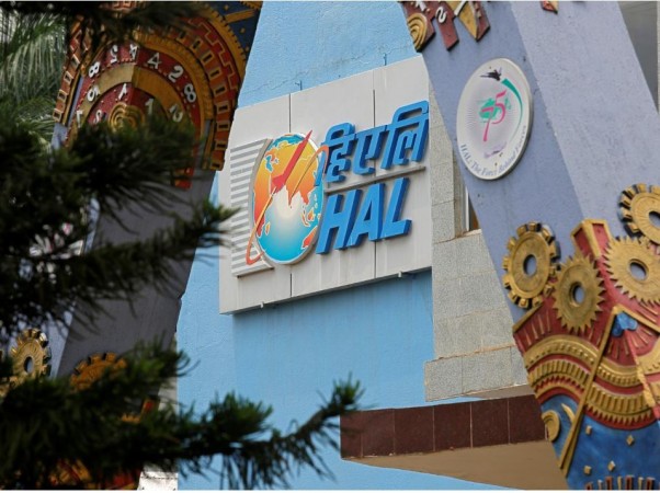 The logo of Hindustan Aeronautics Limited (HAL) is seen on the facade of the company's heritage centre in Bengaluru, India, March 28, 2018. Hindustan Aeronautics Limited
