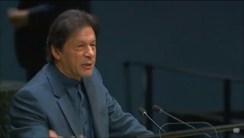 Pakistan Prime Minister Imran Khan addresses at the 74th United Nations General Assembly (UNGA), at United Nations on Sep 27, 2019. Imran Khan
