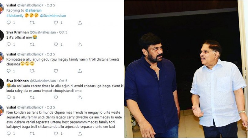 Reply to Allu Arjun's tweet; Chiranjeevi with Allu Aravind Reply to Allu Arjun's tweet; Chiranjeevi with Allu Aravind