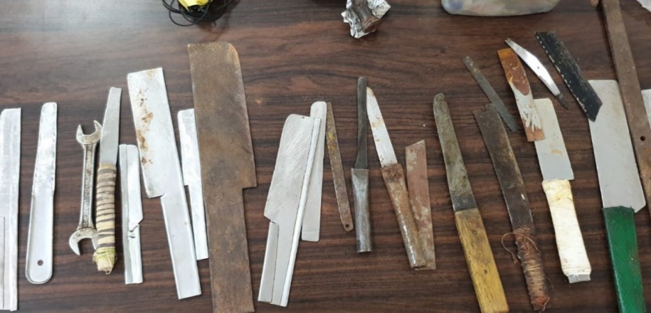 Weapons confiscated from Parappana Agraha prison in Bengaluru Weapons confiscated from Parappana Agraha prison in Bengaluru