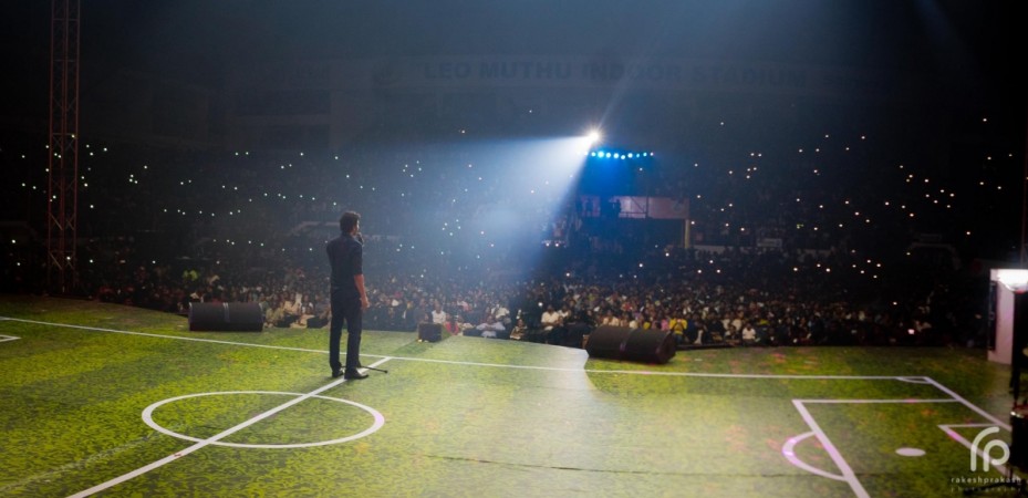 <span>Thalapathy</span> <span>Vijay</span> speaking at the audio launch function of <span>Bigil</span>. Thalapathy Vijay