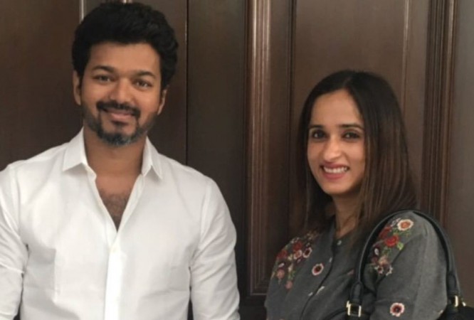 <span>Vijay</span> with <span>Archana</span> <span>Kalpathi</span>. Vijay with Archana Kalpathi