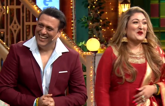 Govinda and his wife Sunita Ahuja on Kapil Sharma Show. Govinda and his wife Sunita Ahuja on Kapil Sharma Show