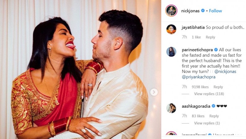 Parineeti Chopra's comment on Nick Jonas' Karwa Chauth Instagram post with Priyanka Chopra Parineeti Chopra, Priyanka Chopra, Nick Jonas