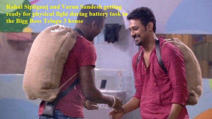Rahul Sipligunj and Varun Sandesh getting ready for physical fight in Bigg Boss Telugu 3 Rahul Sipligunj and Varun Sandesh getting ready for physical fight in Bigg Boss Telugu 3