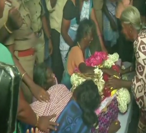 Sujith Wilson's body bought to Pudur for cremation. Image: ANI sujith wilson