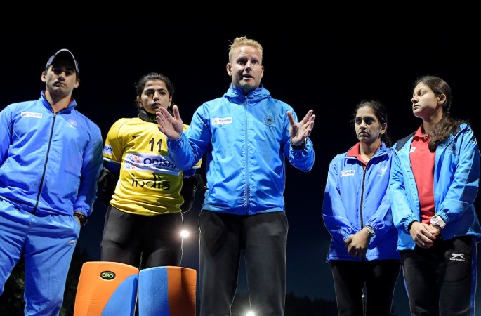 Sjoerd Marijne with the Indian team Sjoerd Marijne