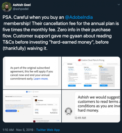 Adobe cancellation fee is too high Adobe cancellation fee is too high