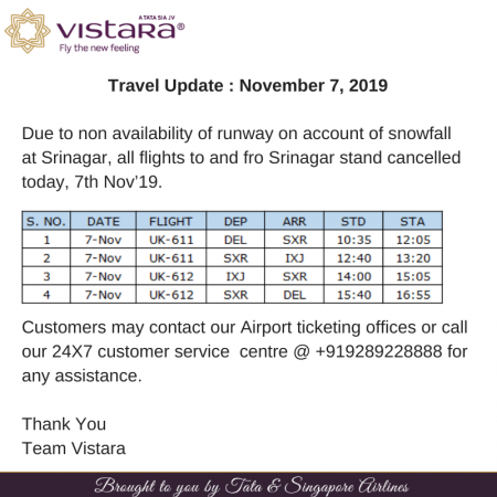 Image: @Vistara/Twitter Vistara Statement