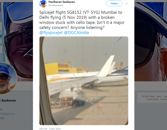 SpiceJet flight's cracked window shocks passenger SpiceJet flight's cracked window shocks passenger