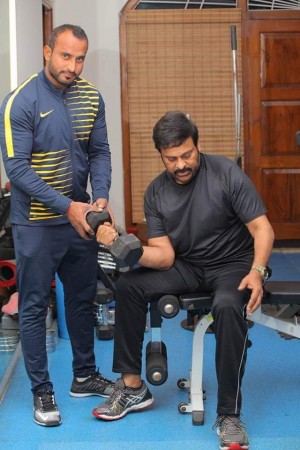 Chiranjeevi hits the gym to shed some kilos for his next film. Chiranjeevi