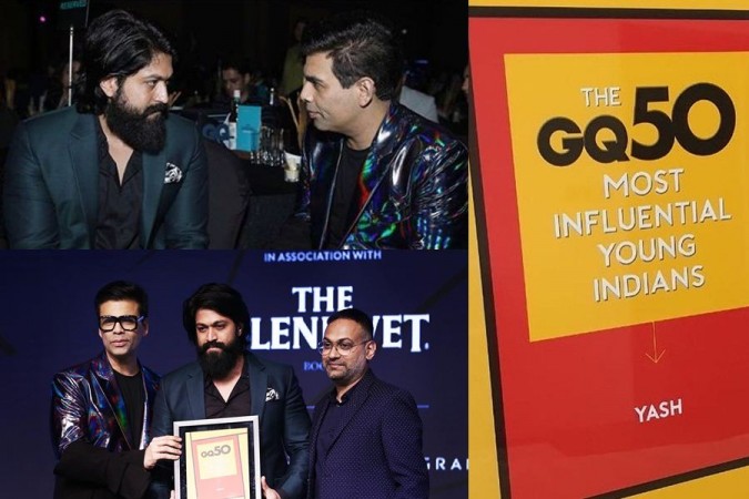 Yash with Karan Johar at GQ India's 50 Most Influential Young Indians event. Yash with Karan Johar