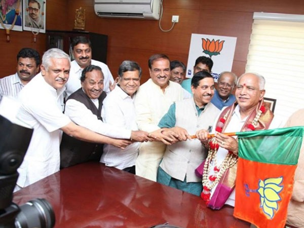 BL Santhosh with BS Yeddyurappa and other BJP leaders BL Santhosh with BS Yeddyurappa and other BJP leaders