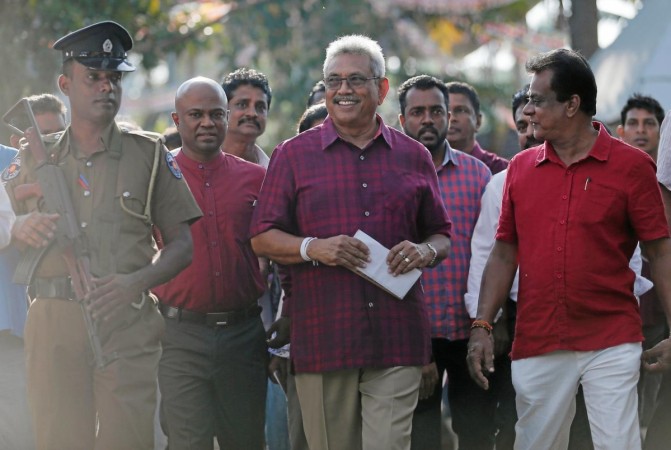 Sri Lanka People's Front party presidential election candidate and former wartime defence chief Gotabaya Rajapaksa. Gotabaya Rajapaksa