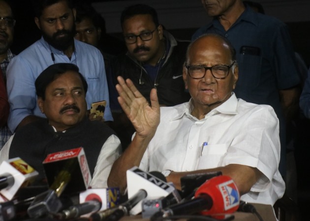 NCP chief Sharad Pawar addresses a press conference after meeting Congress President Sonia Gandhi. Sharad Pawar