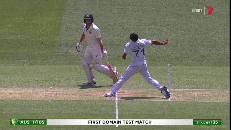 Naseem Shah overstepped on the delivery where he got David Warner to edge to keeper Naseem Shah