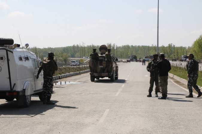 Security beefed up at Jammu and Kashmir National Highway (NH 44) after Jammu and Kashmir government had announced that no civilian traffic will be allowed on the Jammu-Srinagar highway on Sundays and Wednesdays from 4 a.m. to 5 p.m. to ensure the safety of the security convoys, in Srinagar, on April 10, 2019. pakistan
