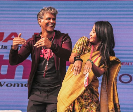 Milind Soman and Ankita Konwar Bihu dance. Milind Soman and Ankita Konwar Bihu dance