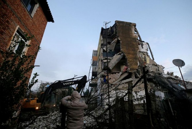 A damaged building is pictured in Thumane, after an earthquake shook Albania, November 26, 2019. Albania quake