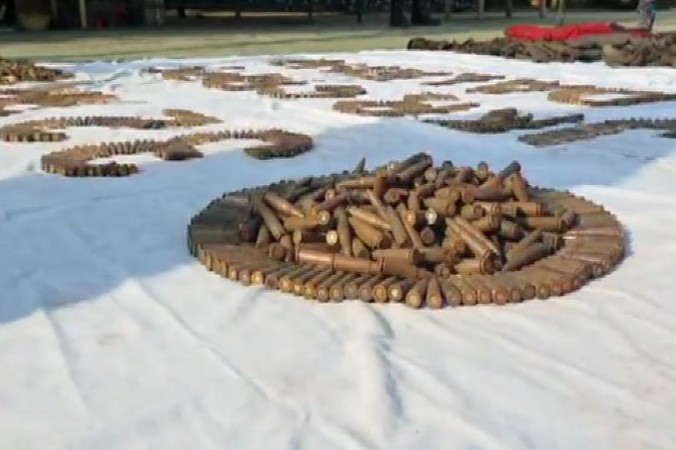 Arms and ammunition recovered from militant hideout. Arms and ammunition
