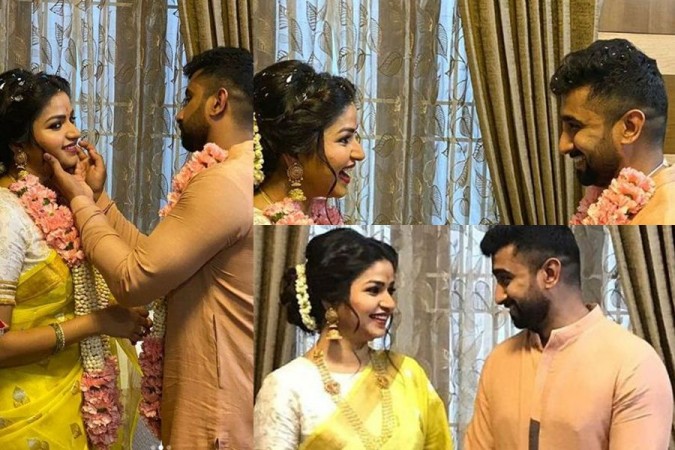 A picture from Nithya Ram's engagement. Nithya Ram Enagagement