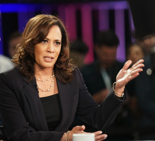 Senator Kamala Harris of California is interviewed after the second night of the first Democratic primary debate in Miami, Florida, the United States, on June 2019. Kamala Harris