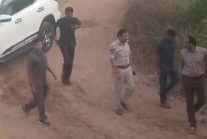Senior police officers at the site of encounter. Hyderabad rape murder