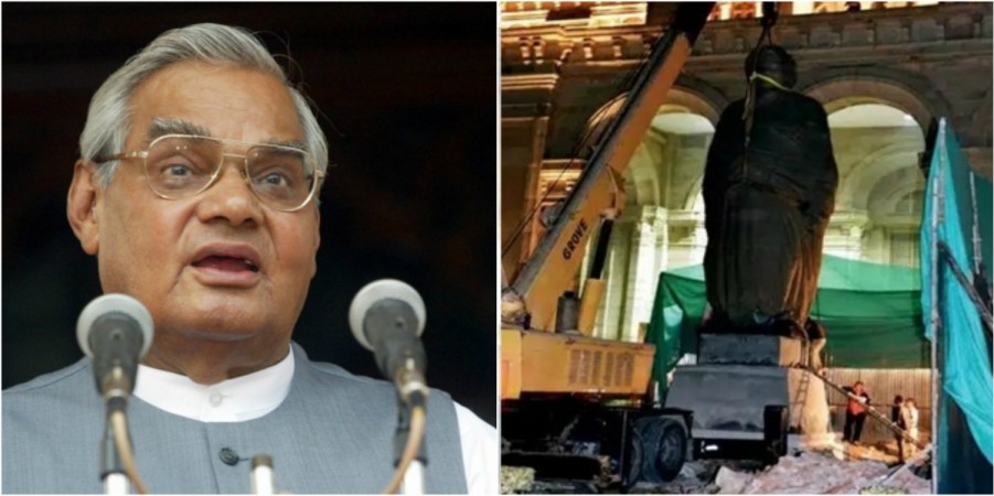 Atal Bihari Vajpayee statue installed in Lucknow, to be unveiled on Dec 25. Atal Bihari Vajpayee statue installed in Lucknow, to be unveiled on Dec 25