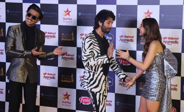 Ranveer Singh, Shahid Kapoor, Sara Ali Khan at Star Screen Awards 2019 Ranveer Singh, Shahid Kapoor, Sara Ali Khan