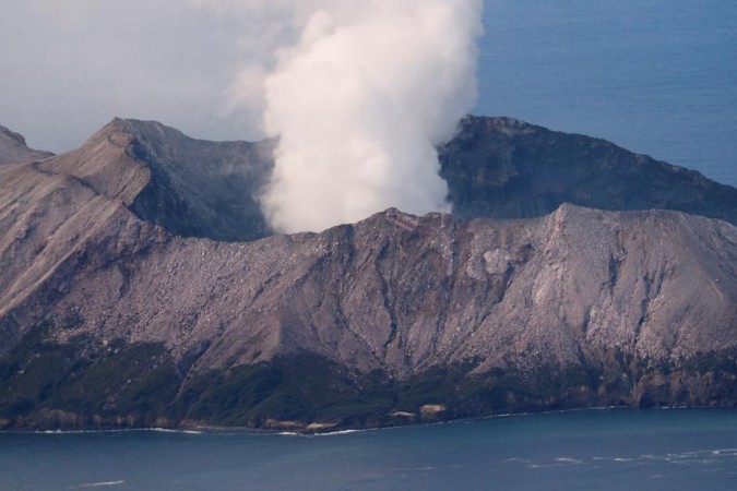 A view of White Island, New Zealand from a helicopter, after a volcanic eruption. New Zealand volcano