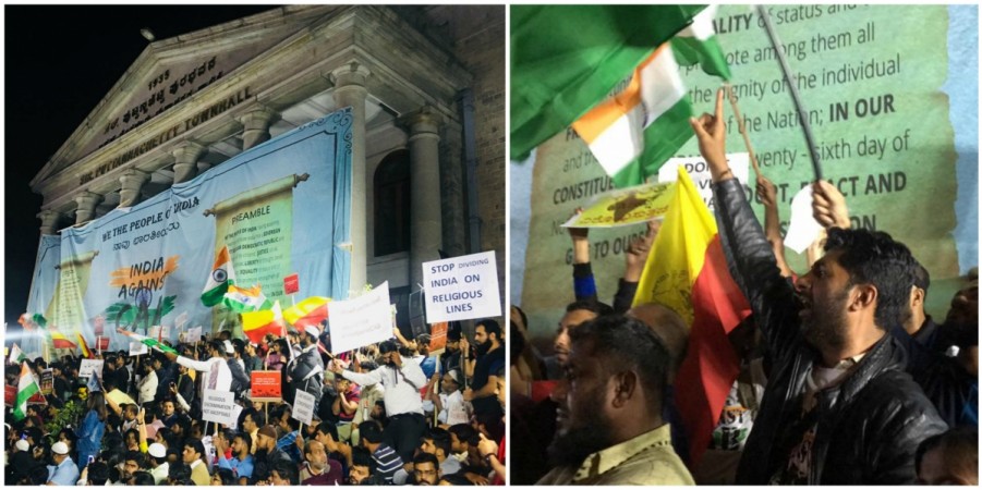 Protesters gather against CAA at Puttana Chetty Town Hall in Bengaluru. Image: Naqshib Nisar Bengaluru protests